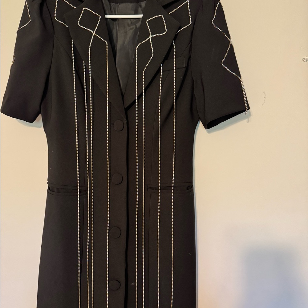 Hot & Delicious Black Dress with Silver Diamond Accents